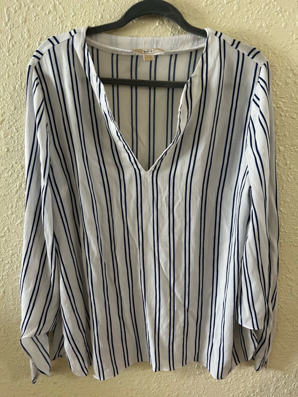Michael Kors White Tunic with Navy Vertical Stripes